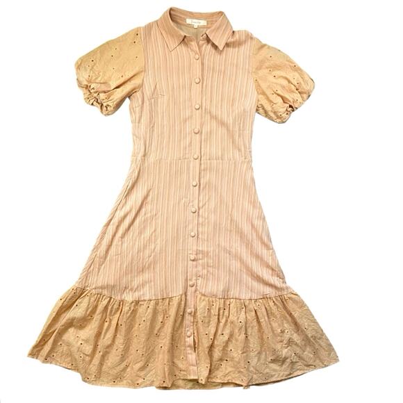 Anthropologie x Franco Addie Floral Eyelet Peach Maxi Dress - M - Picture 1 of 4